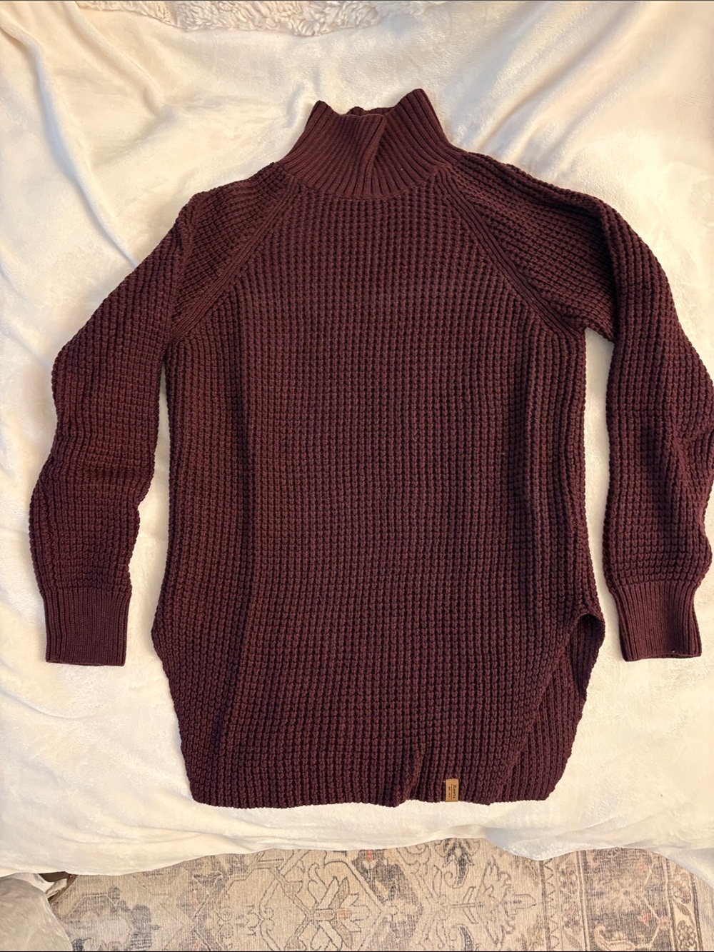 NWT Roots Fraser Waffle Turtleneck Sweater - Deep Burgundy